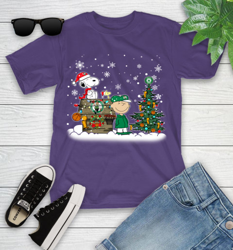 Boston Celtics NBA Basketball Christmas The Peanuts Movie Snoopy Championship Youth T-Shirt 3