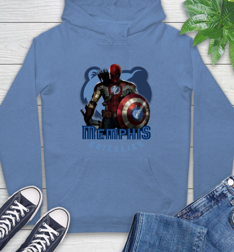 Memphis Grizzlies NBA Basketball Captain America Thor Spider Man Hawkeye Avengers Hoodie 11