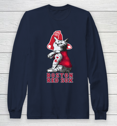 MLB Baseball My Cat Loves Boston Red Sox Long Sleeve T-Shirt 2