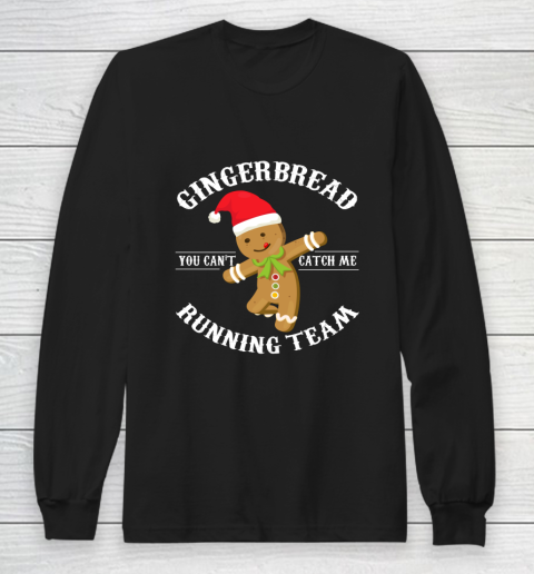 Gingerbread Running Team Graphic Christmas Shirt Funny Xmas Long Sleeve T-Shirt
