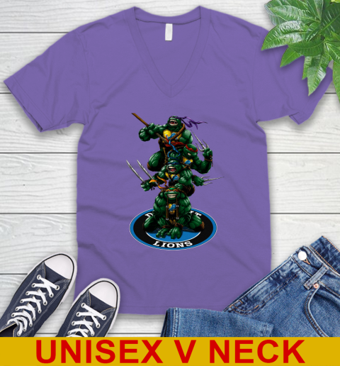NFL Football Detroit Lions Teenage Mutant Ninja Turtles Shirt V-Neck T-Shirt 9