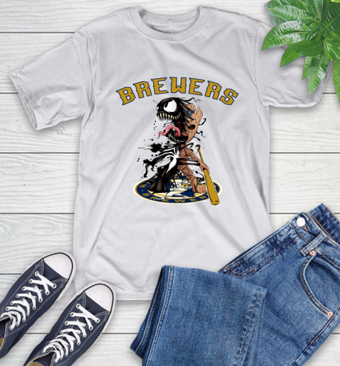 MLB Milwaukee Brewers Baseball Venom Groot Guardians Of The Galaxy T-Shirt 12