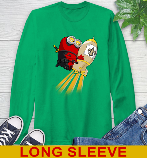 NFL Football New Orleans Saints Deadpool Minion Marvel Shirt Long Sleeve T-Shirt 8