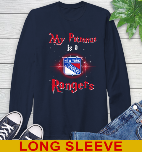 NHL Hockey Harry Potter My Patronus Is A New York Rangers Long Sleeve T-Shirt 3