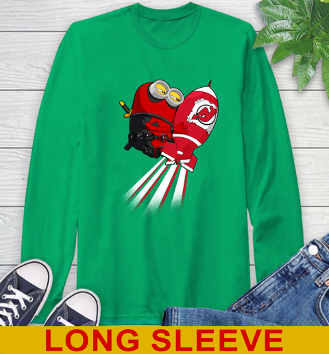 NHL Hockey New Jersey Devils Deadpool Minion Marvel Shirt Long Sleeve T-Shirt 8