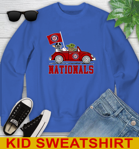 MLB Baseball Washington Nationals Darth Vader Baby Yoda Driving Star Wars Shirt Youth Sweatshirt 7
