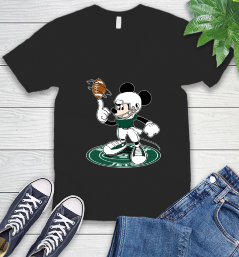 NFL Football New York Jets Cheerful Mickey Disney Shirt V-Neck T-Shirt