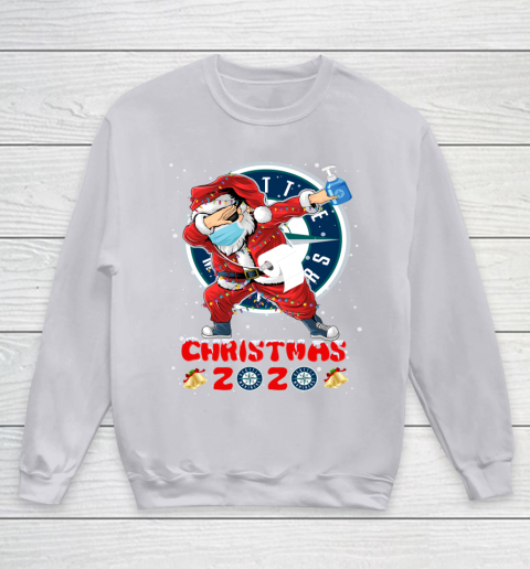 Seattle Mariners Funny Santa Claus Dabbing Christmas 2020 MLB Youth Sweatshirt 3