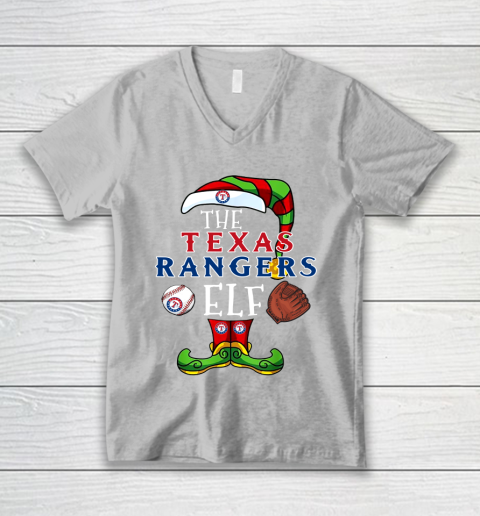 Texas Rangers Christmas ELF Funny MLB V-Neck T-Shirt 3