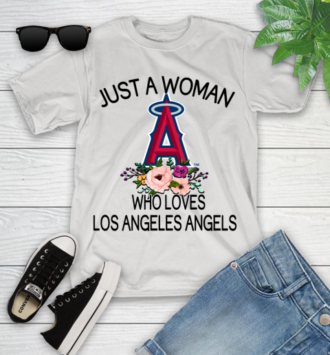 MLB Just A Woman Who Loves Los Angeles Angels Baseball Sports Youth T-Shirt
