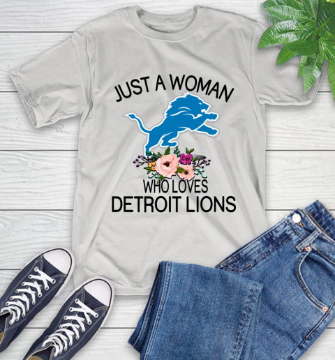 NFL Just A Woman Who Loves Detroit Lions Football Sports T-Shirt