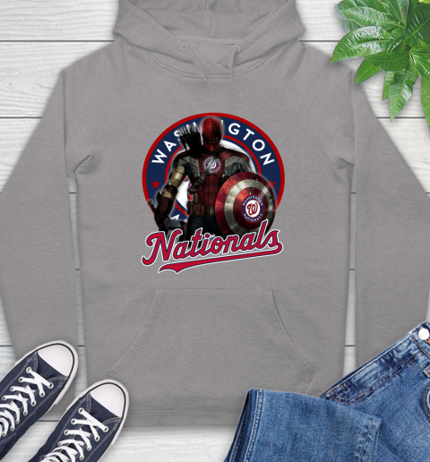 MLB Captain America Thor Spider Man Hawkeye Avengers Endgame Baseball Washington Nationals Hoodie 6