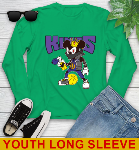 Sacramento Kings NBA Basketball Mickey Peace Sign Sports Youth Long Sleeve 7