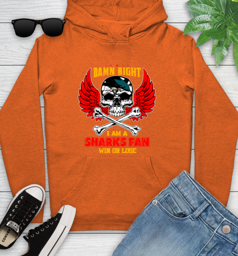 NHL Damn Right I Am A San Jose Sharks Win Or Lose Skull Hockey Sports Youth Hoodie 4