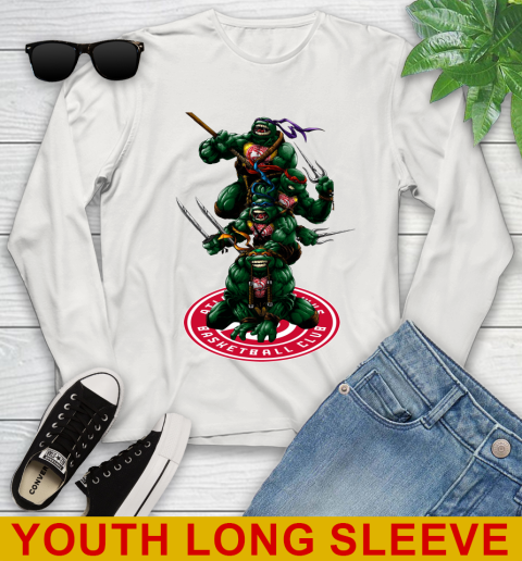 NBA Basketball Atlanta Hawks Teenage Mutant Ninja Turtles Shirt Youth Long Sleeve 12