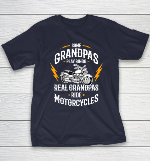 Mens Some Grandpas Play Bingo Real Grandpas Ride Motorcycles Youth T-Shirt 2