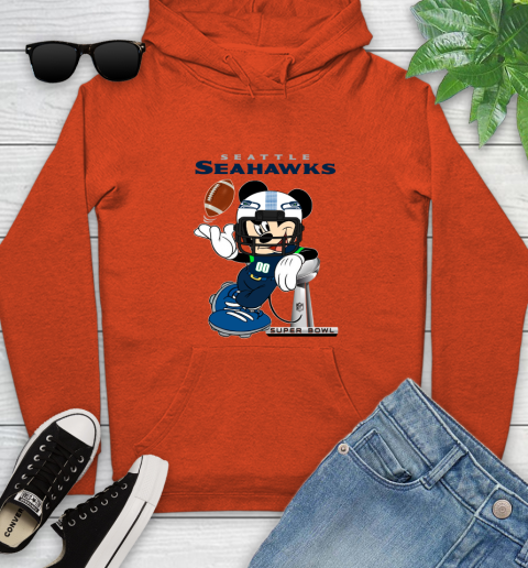 NFL Seattle Seahawks Mickey Mouse Disney Super Bowl Football T Shirt Youth Hoodie 5