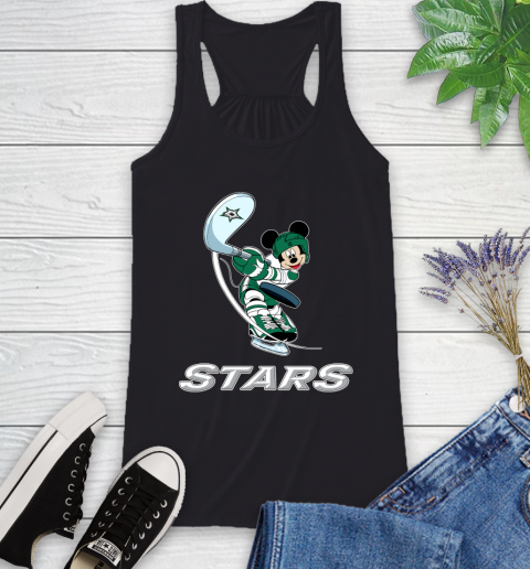 NHL Hockey Dallas Stars Cheerful Mickey Mouse Shirt Racerback Tank