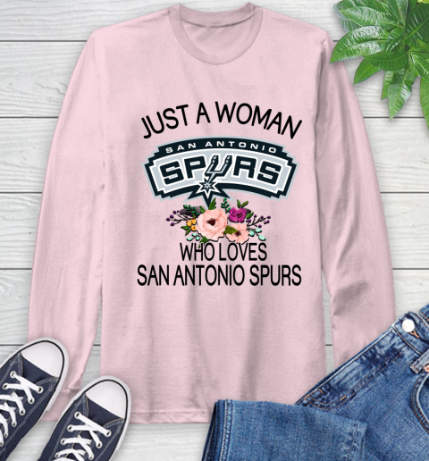 NBA Just A Woman Who Loves San Antonio Spurs Basketball Sports Long Sleeve T-Shirt 8