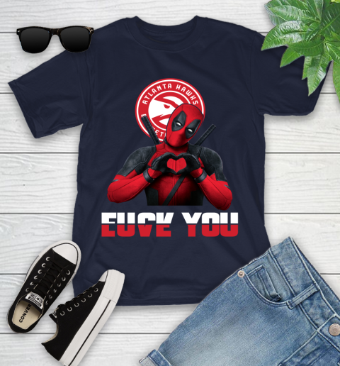 NBA Atlanta Hawks Deadpool Love You Fuck You Basketball Sports Youth T-Shirt 2