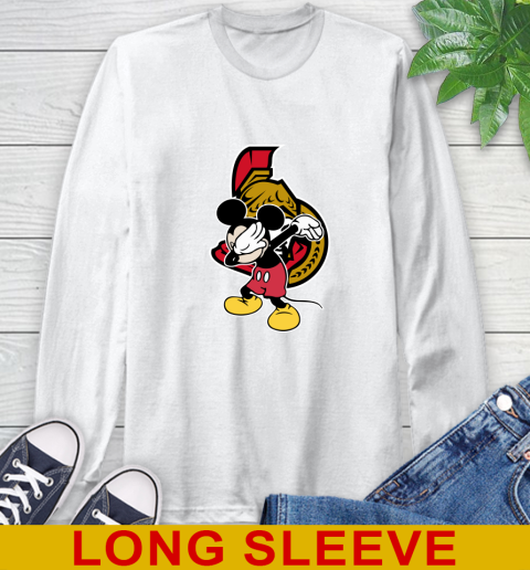 Ottawa Senators NHL Hockey Dabbing Mickey Disney Sports Long Sleeve T-Shirt
