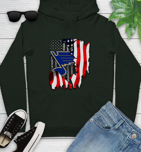 St.Louis Blues NHL Hockey American Flag Youth Hoodie 14