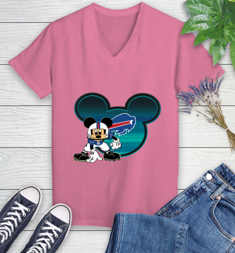 NFL Buffalo Bills Mickey Mouse Disney Football T Shirt Women's V-Neck T-Shirt 13