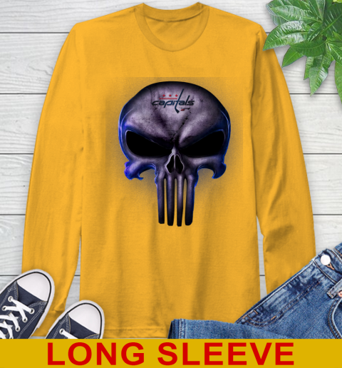 Washington Capitals NHL Hockey Punisher Skull Sports Long Sleeve T-Shirt 2