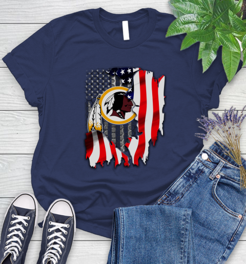 Washington Redskins NFL Football American Flag Women's T-Shirt 14