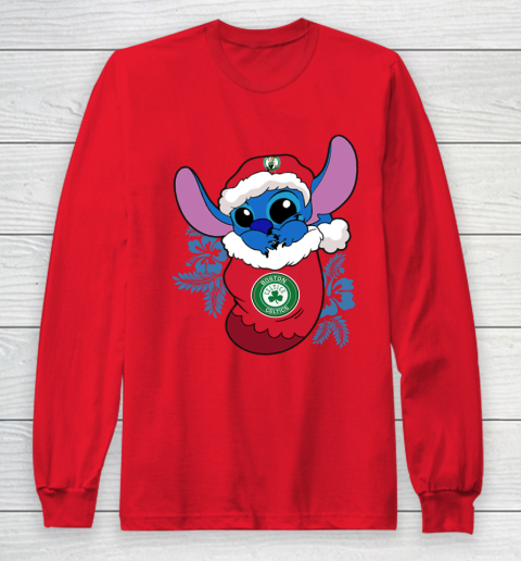 Boston Celtics Christmas Stitch In The Sock Funny Disney NBA Long Sleeve T-Shirt 10