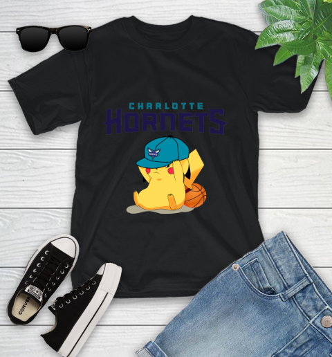 NBA Pikachu Basketball Sports Charlotte Hornets Youth T-Shirt 2