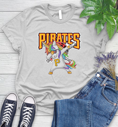 Pittsburgh Pirates MLB Baseball Funny Unicorn Dabbing Sports Women's T-Shirt