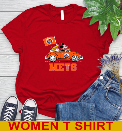MLB Baseball New York Mets Pluto Mickey Driving Disney Shirt Women's T-Shirt 10