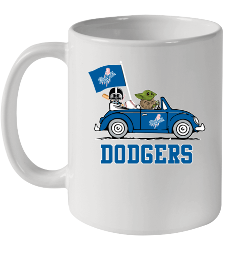 MLB Baseball Los Angeles Dodgers Darth Vader Baby Yoda Driving Star Wars Shirt Ceramic Mug 11oz