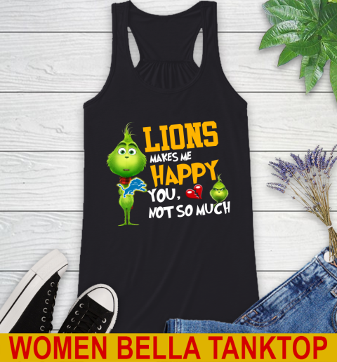 NFL Detroit Lions Makes Me Happy You Not So Much Grinch Football Sports Racerback Tank