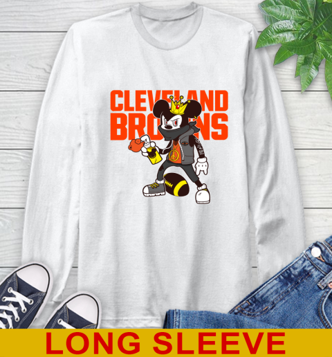 Cleveland Browns NFL Football Mickey Peace Sign Sports Long Sleeve T-Shirt