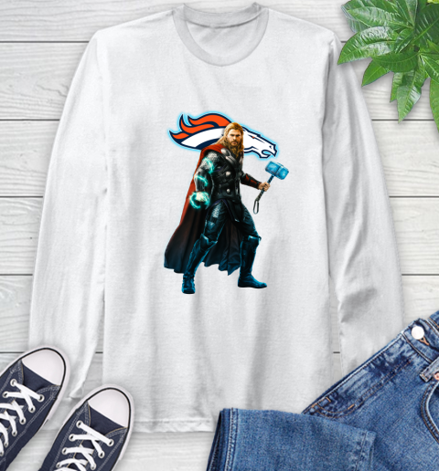 NFL Thor Avengers Endgame Football Denver Broncos Long Sleeve T-Shirt
