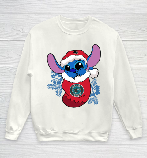 San Jose Sharks Christmas Stitch In The Sock Funny Disney NHL Youth Sweatshirt 2