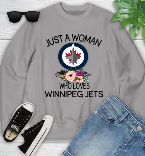 NHL Just A Woman Who Loves Winnipeg Jets Hockey Sports Youth Sweatshirt 2