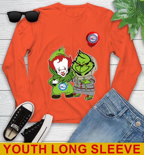 Philadelphia 76ers Baby Pennywise Grinch Christmas NBA Basketball Youth Long Sleeve 4