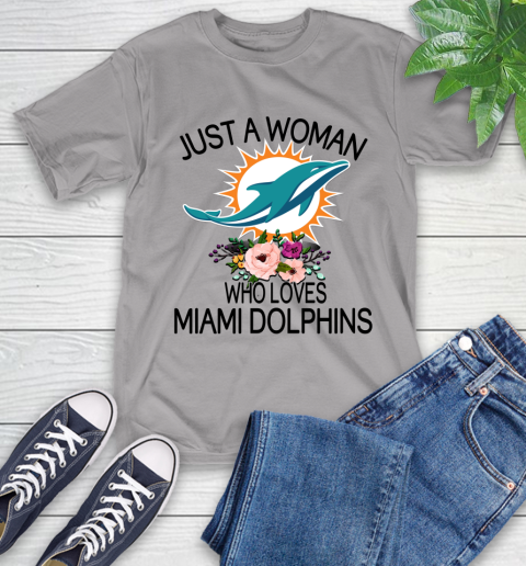 NFL Just A Woman Who Loves Miami Dolphins Football Sports T-Shirt 4
