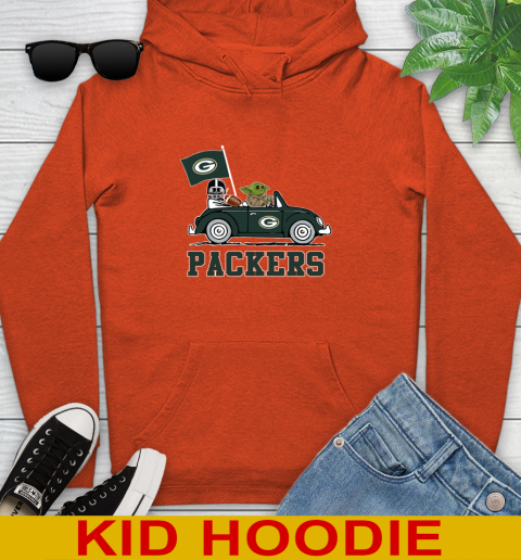 NFL Football Green Bay Packers Darth Vader Baby Yoda Driving Star Wars Shirt Youth Hoodie 5