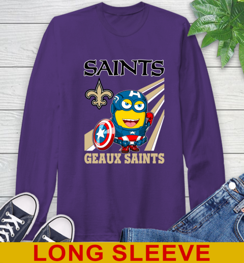 NFL Football New Orleans Saints Captain America Marvel Avengers Minion Shirt Long Sleeve T-Shirt 5