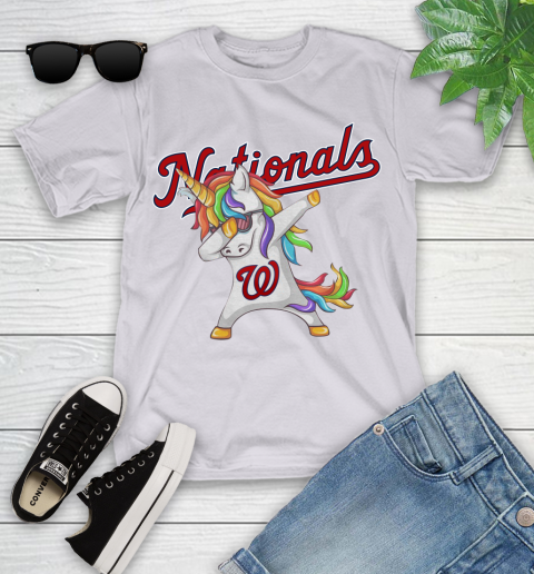 Washington Nationals MLB Baseball Funny Unicorn Dabbing Sports Youth T-Shirt 4