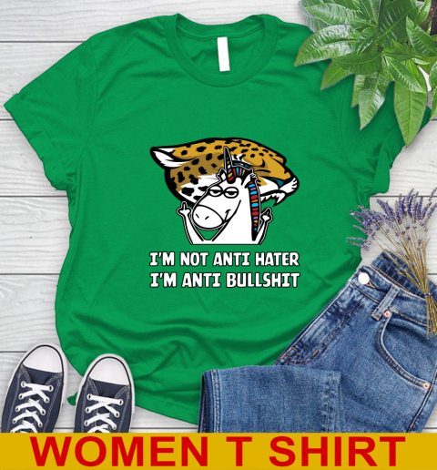 Jacksonville Jaguars NFL Football Unicorn I'm Not Anti Hater I'm Anti Bullshit Women's T-Shirt 6