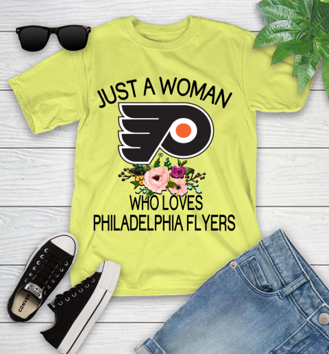 NHL Just A Woman Who Loves Philadelphia Flyers Hockey Sports Youth T-Shirt 5