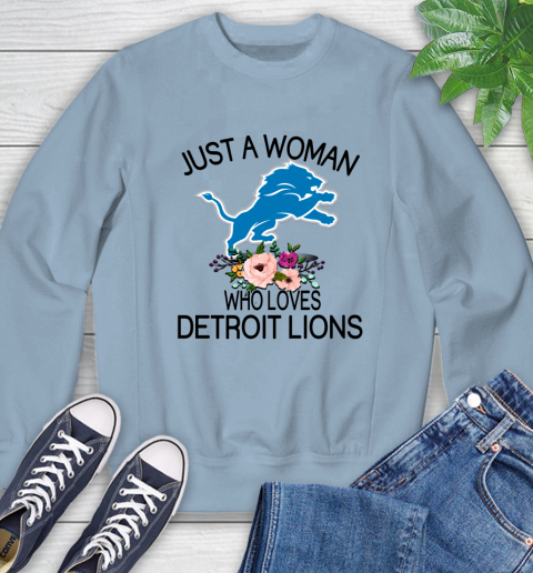 NFL Just A Woman Who Loves Detroit Lions Football Sports Sweatshirt 5