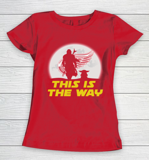 Detroit Red Wings NHL Ice Hockey Star Wars Yoda And Mandalorian This Is The Way Women's T-Shirt 9