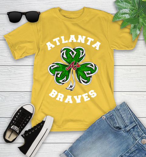 MLB Atlanta Braves Three Leaf Clover St Patrick's Day Baseball Sports Youth T-Shirt 10