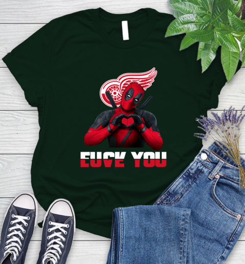 NHL Detroit Red Wings Deadpool Love You Fuck You Hockey Sports Women's T-Shirt 6